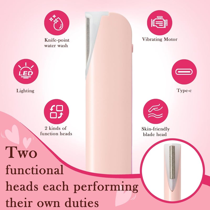 Chendssfkd Sonic Dermaplane for Women Face, Dermaplane Razor with LED Light, Edge Technology for Facial Hair, Exfoliating and Peach Fuzz-4 Refill Blades & 2 Microsmooth Exfoliation Tips - Image 4